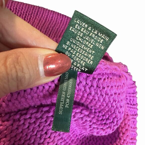 LAUREN RALPH LAUREN HOT PINK SWEATER CLASSIC PREPPY LONG PLUS SIZE 1X ACRYLIC - Picture 7 of 7